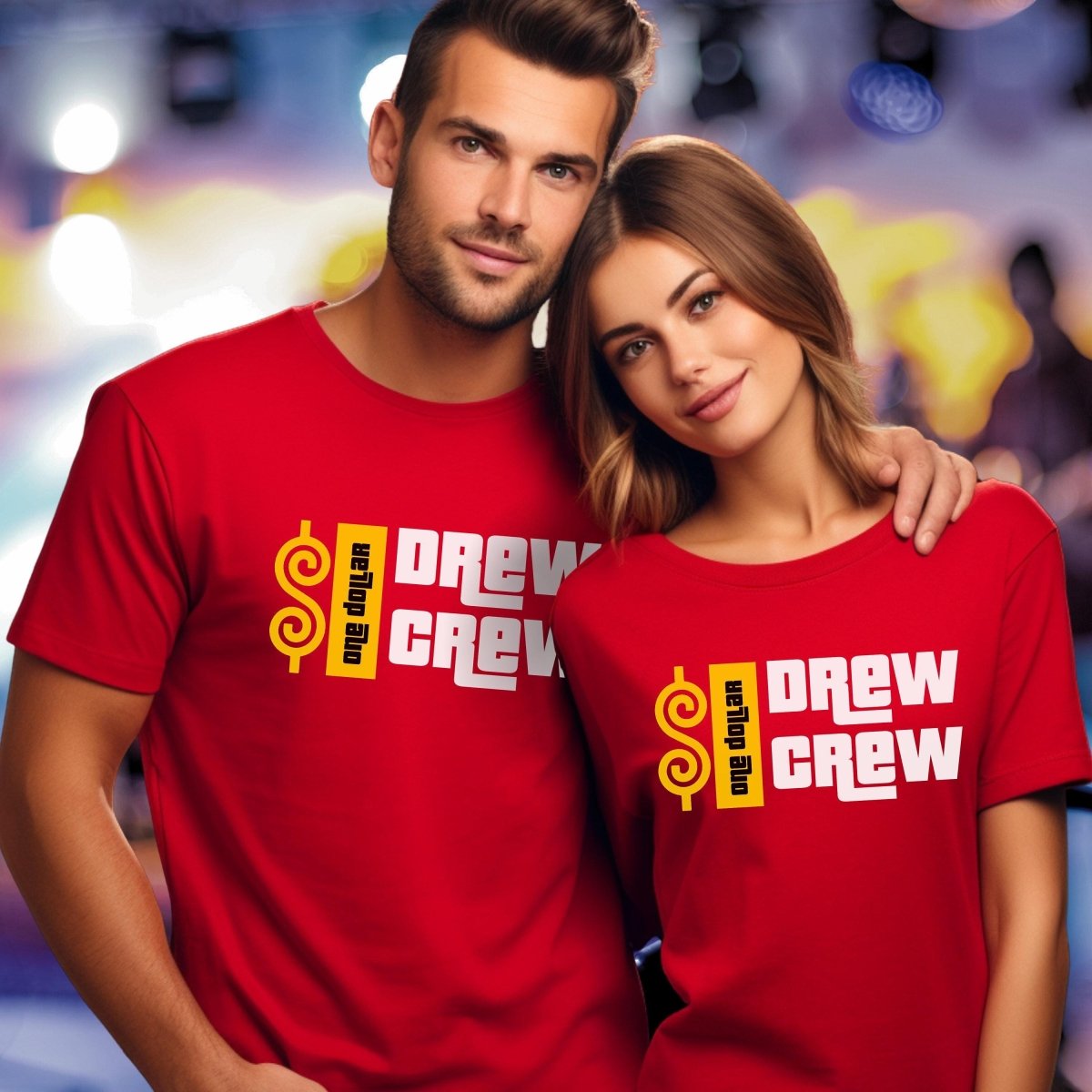 $1 Drew Crew Price is Right Group Shirt, Bidding Strategy Tee, Retro Game Show Fan Tee - Red - XS -