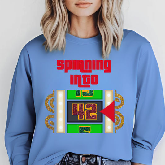 Spinning into XX Price is Right Birthday Milestone Shirt for Fans of Spinning the Big Wheel