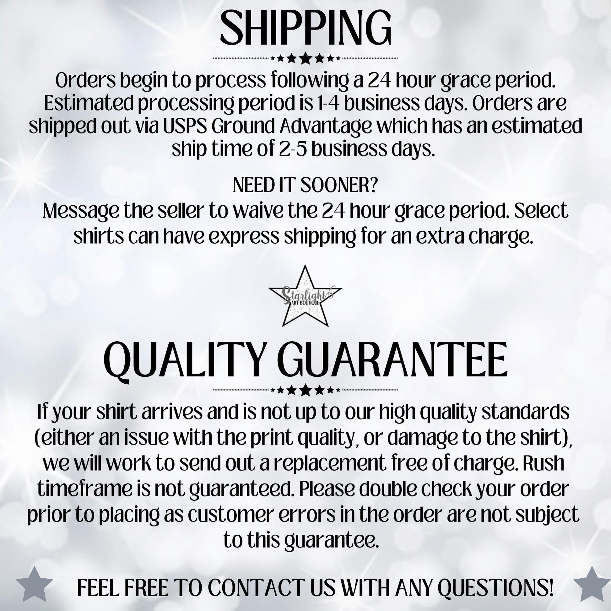 Shipping & Quality Guarantee