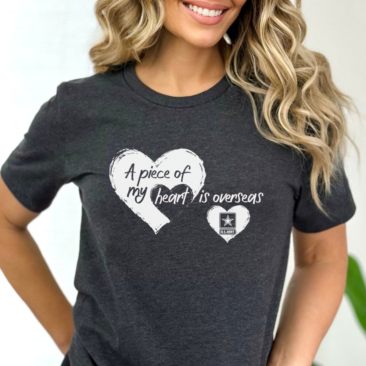 A Piece of My Heart Is Overseas Army Family Shirt, Deployment Gift - Dark Grey Heather - XS -
