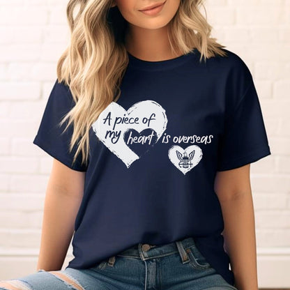 A Piece of My Heart Is Overseas Navy Family Shirt, Deployment Gift - Navy - XS -