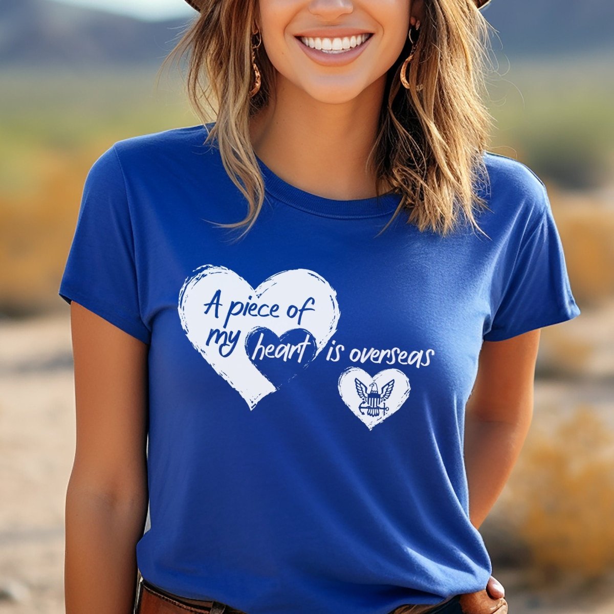 A Piece of My Heart Is Overseas Navy Family Shirt, Deployment Gift - True Royal - XS -
