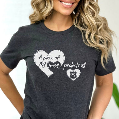 A Piece Of My Heart Protects All Shirt, Police Family Support Tee Gift - Dark Grey Heather - XS -