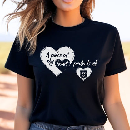 A Piece Of My Heart Protects All Shirt, Police Family Support Tee Gift - Black - XS -