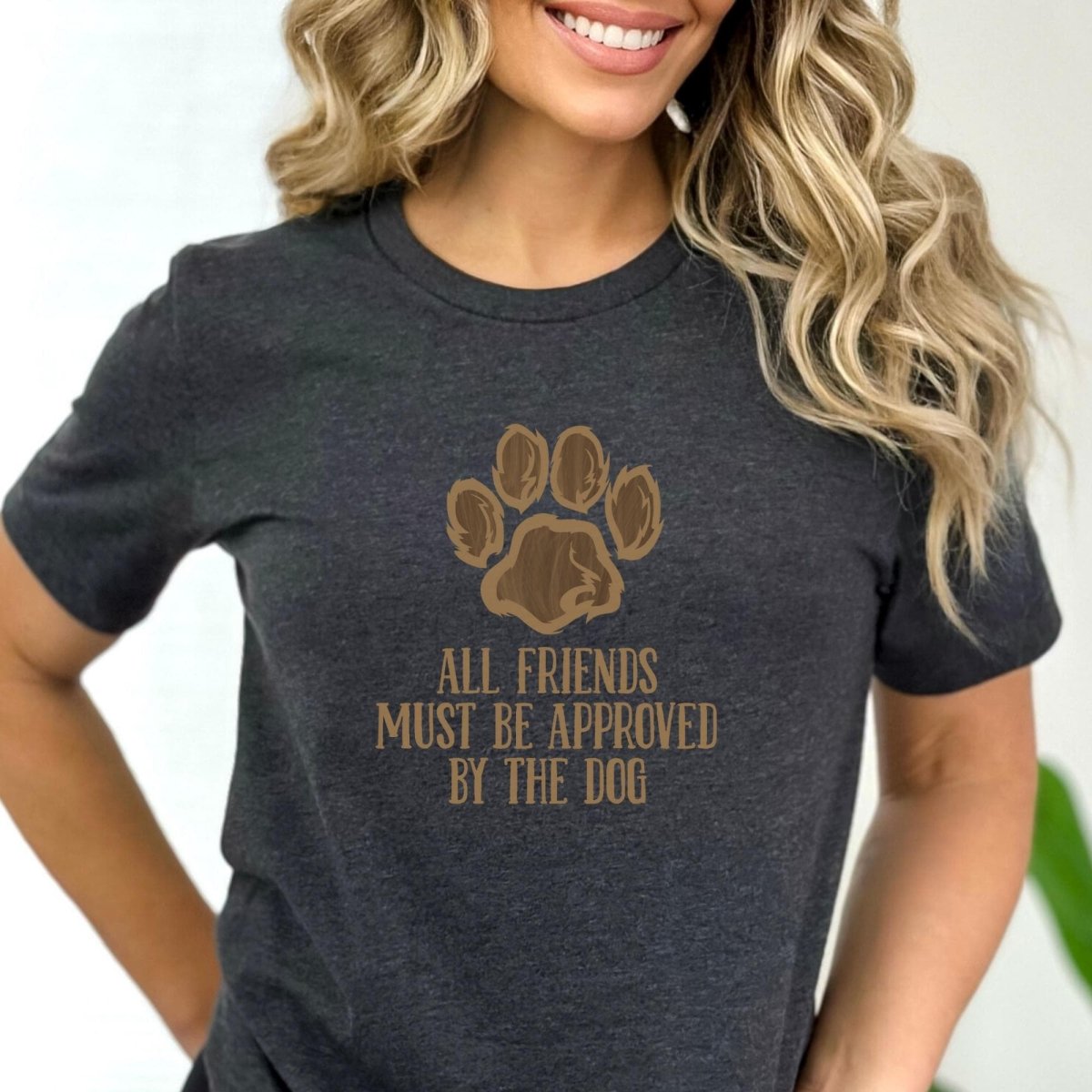 All Friends Must Be Approved By The Dog Shirt, Funny Dog Lover Tee Gift - XS - Dark Grey Heather -