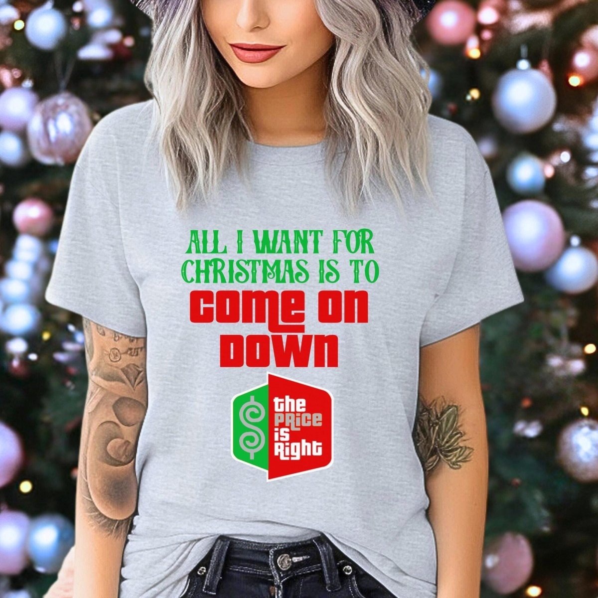 All I Want for Christmas is to Come On Down Price is Right Shirt, Holiday Fan Gift - Athletic Heather - XS -