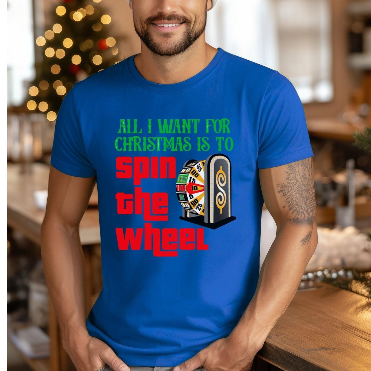 All I Want for Christmas is to Spin the Wheel Price is Right Shirt, Holiday Fan Gift - True Royal - XS -