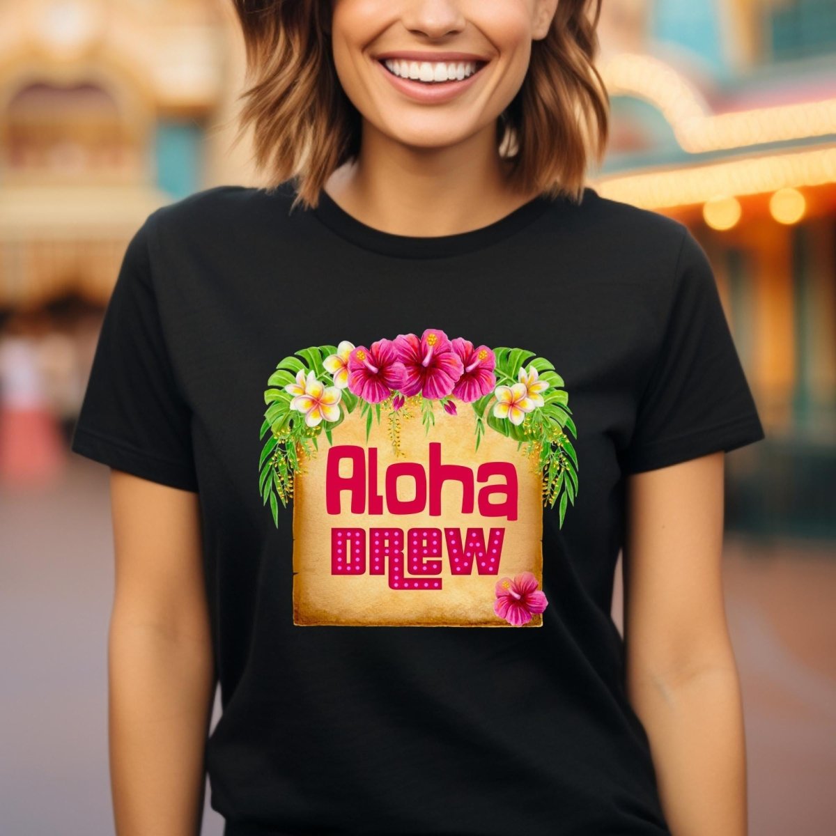 Aloha Drew Price is Right Hawaii Shirt, Tropical Flowers Tee - Black - XS -