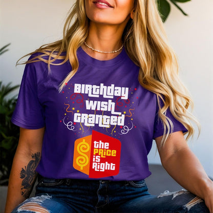 Birthday Wish Granted Price is Right Shirt, Retro Game Show Birthday Fan Gift Tee - Team Purple - XS -