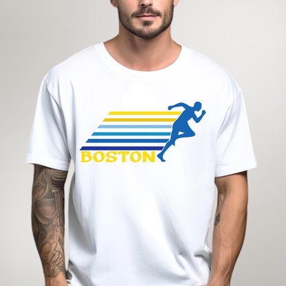 Boston Marathon Runner Shirt, Race Day Running Tee - White - XS -