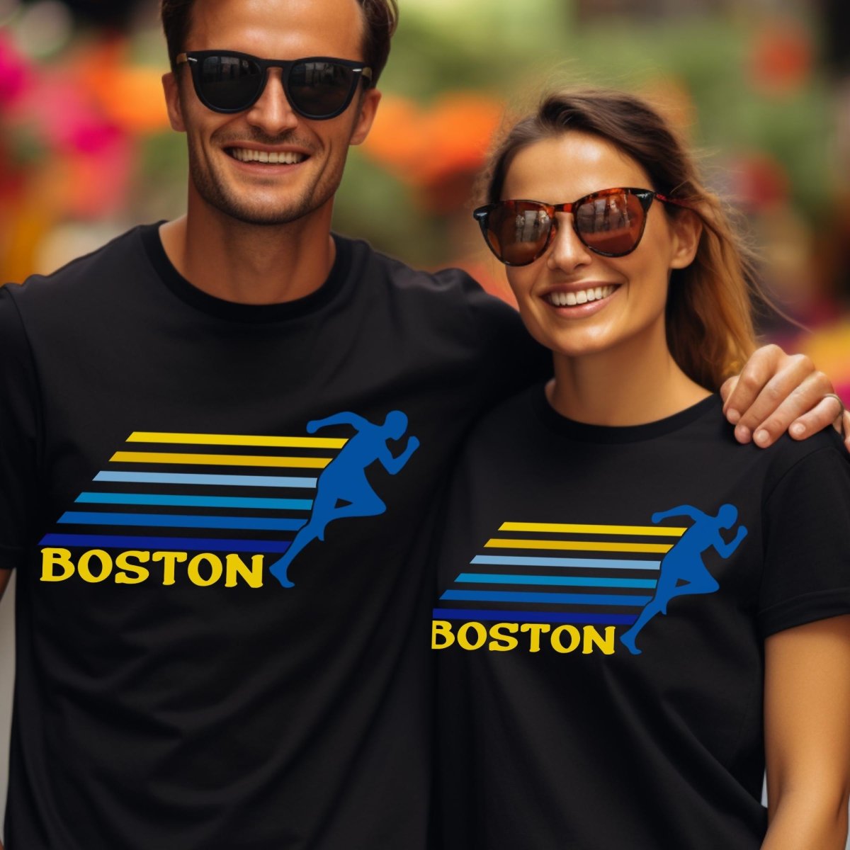 Boston Marathon Runner Shirt, Race Day Running Tee - Black - XS -