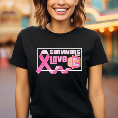 Breast Cancer Survivors Love the Price is Right Shirt, Survivor Awareness - Black - XS -