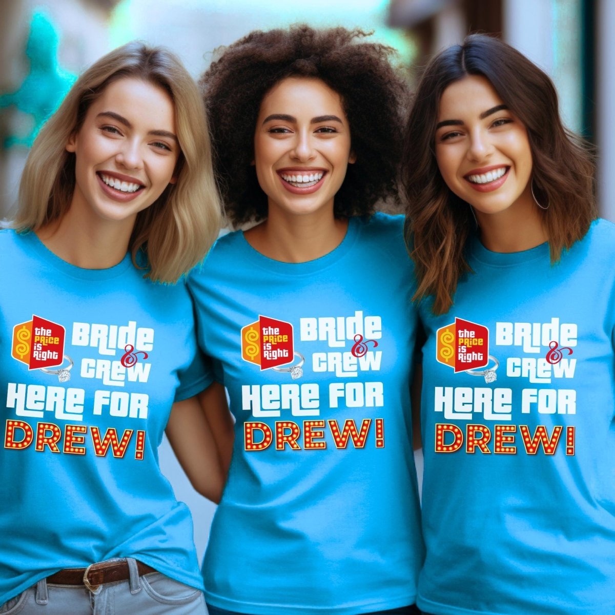 Bride and Crew Here for Drew Bachelorette Price is Right Group Shirt for the Party Squad - Aqua - XS -