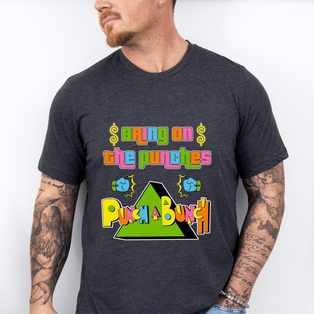 Bring on the Punches Punch a Bunch Price is Right Shirt, Funny Retro Game Show Tee - Dark Grey Heather - XS -