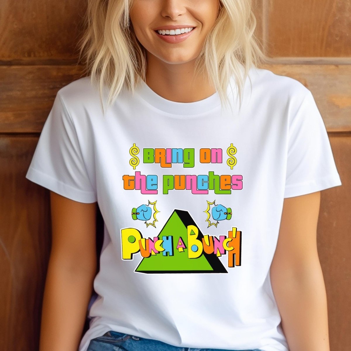Bring on the Punches Punch a Bunch Price is Right Shirt, Funny Retro Game Show Tee - White - XS -