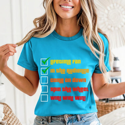 Bucket List Checklist Price is Right Shirt, Fan Milestone Tee, Superfan Gift - Aqua - XS -