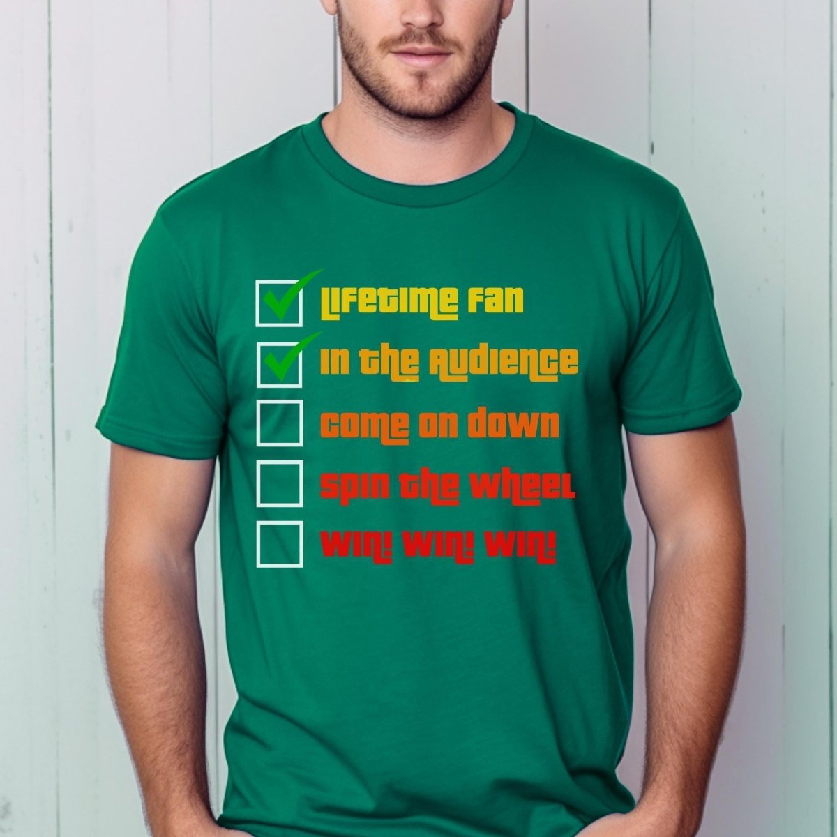 Bucket List Checklist Price is Right Shirt, Fan Milestone Tee, Superfan Gift - Kelly - XS -