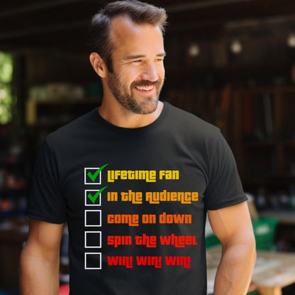 Bucket List Checklist Price is Right Shirt, Fan Milestone Tee, Superfan Gift - Black - XS -
