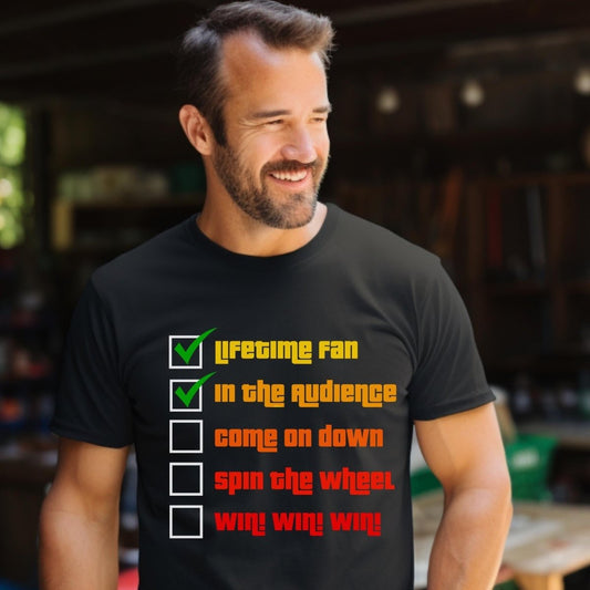 Bucket List Checklist Price is Right Shirt, Fan Milestone Tee, Superfan Gift - Black - XS -