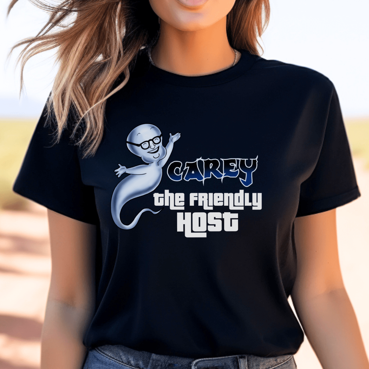 Carey the Friendly Host Price is Right Shirt, Halloween Casper Tee, Fun Gift - Black - XS -