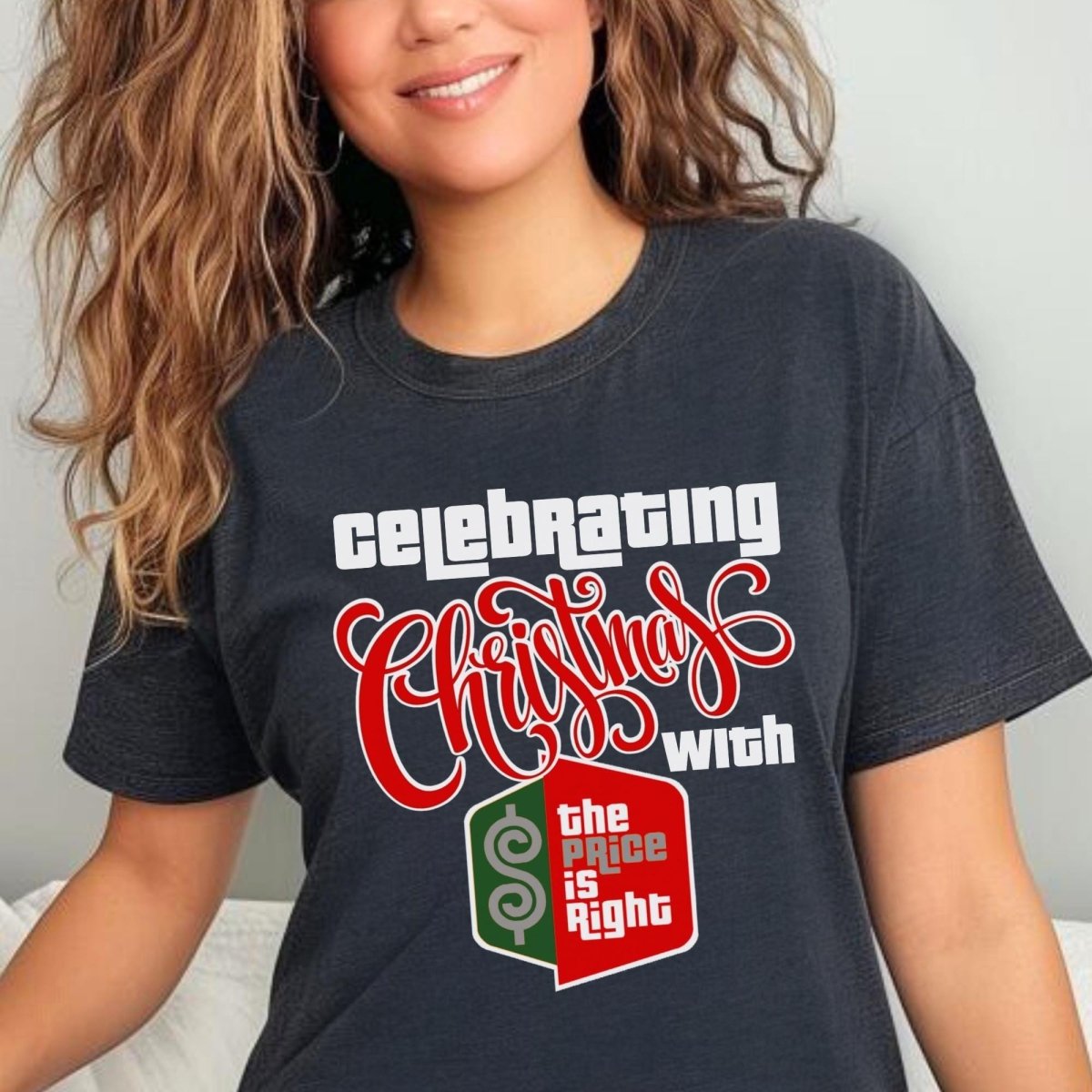Celebrating Christmas with the Price is Right Shirt, Holiday Special Tee - Dark Grey Heather - XS -