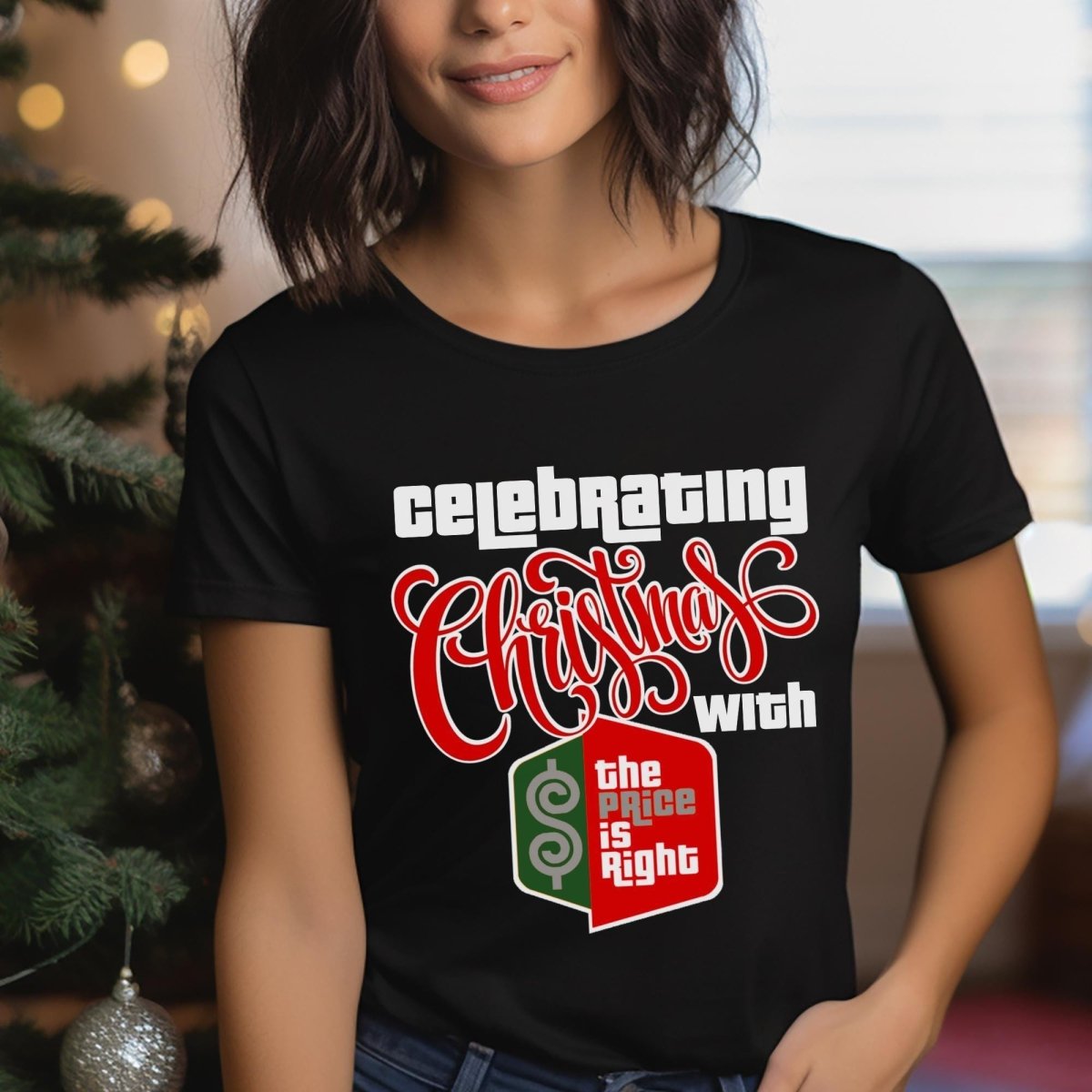 Celebrating Christmas with the Price is Right Shirt, Holiday Special Tee - Black - XS -
