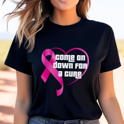 Come On Down for a Cure Price is Right Breast Cancer Awareness Shirt, Pink Ribbon Fan Gift - Black - XS -