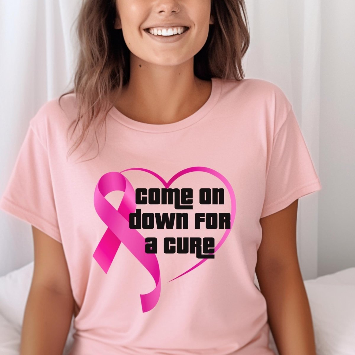 Come On Down for a Cure Price is Right Breast Cancer Awareness Shirt, Pink Ribbon Fan Gift - Pink - XS -