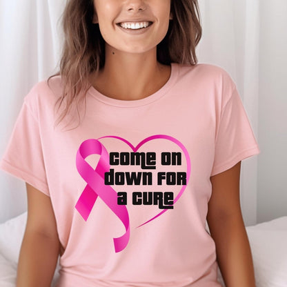 Come On Down for a Cure Price is Right Breast Cancer Awareness Shirt, Pink Ribbon Fan Gift - Pink - XS -