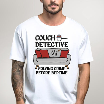 Couch Detective Solving Crime Before Bedtime Shirt, True Crime Gift Tee - White Express - 3XL -