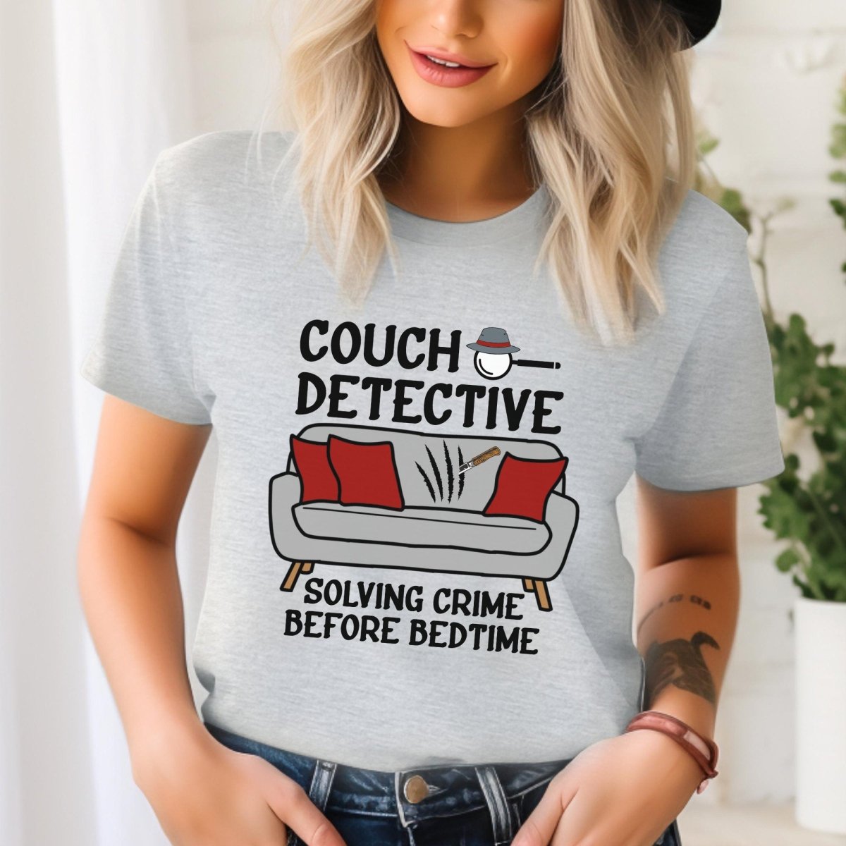 Couch Detective Solving Crime Before Bedtime Shirt, True Crime Gift Tee - Athletic Heather - XS -