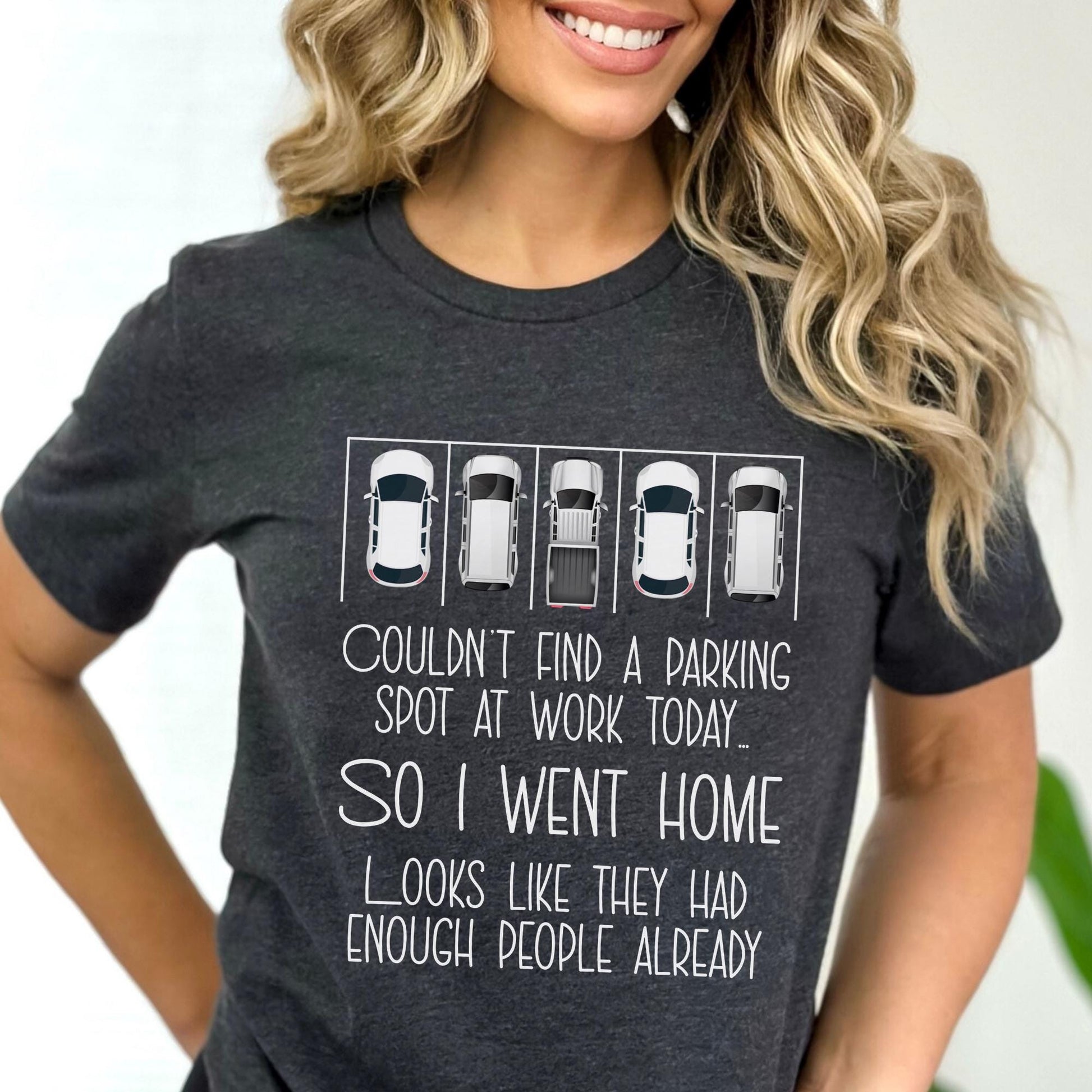 Couldn't Find a Parking Spot funny coworker gift shirt in Navy color, unisex tee mockup