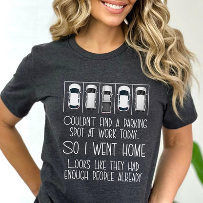 Couldn't Find a Parking Spot funny coworker gift shirt in Navy color, unisex tee mockup