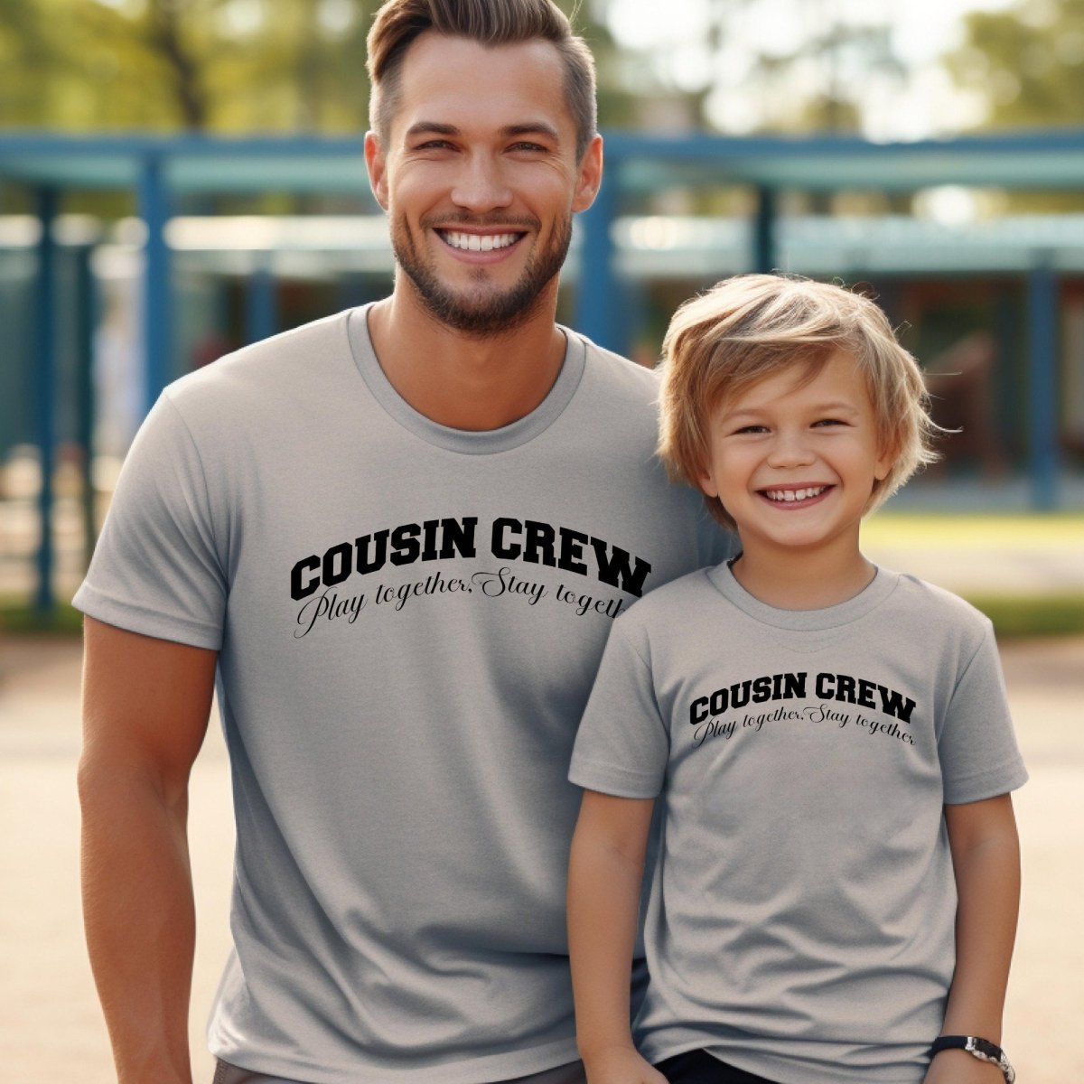 Cousin Crew Play Together Stay Together Group Shirts for Family Reunion or Holiday Gathering - Navy - S -