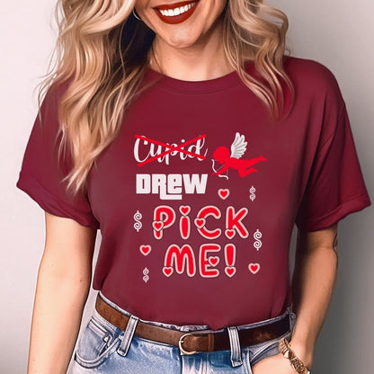 Cupid, Drew, Pick Me Price is Right Valentine's Hearts Shirt - Cardinal - XS -