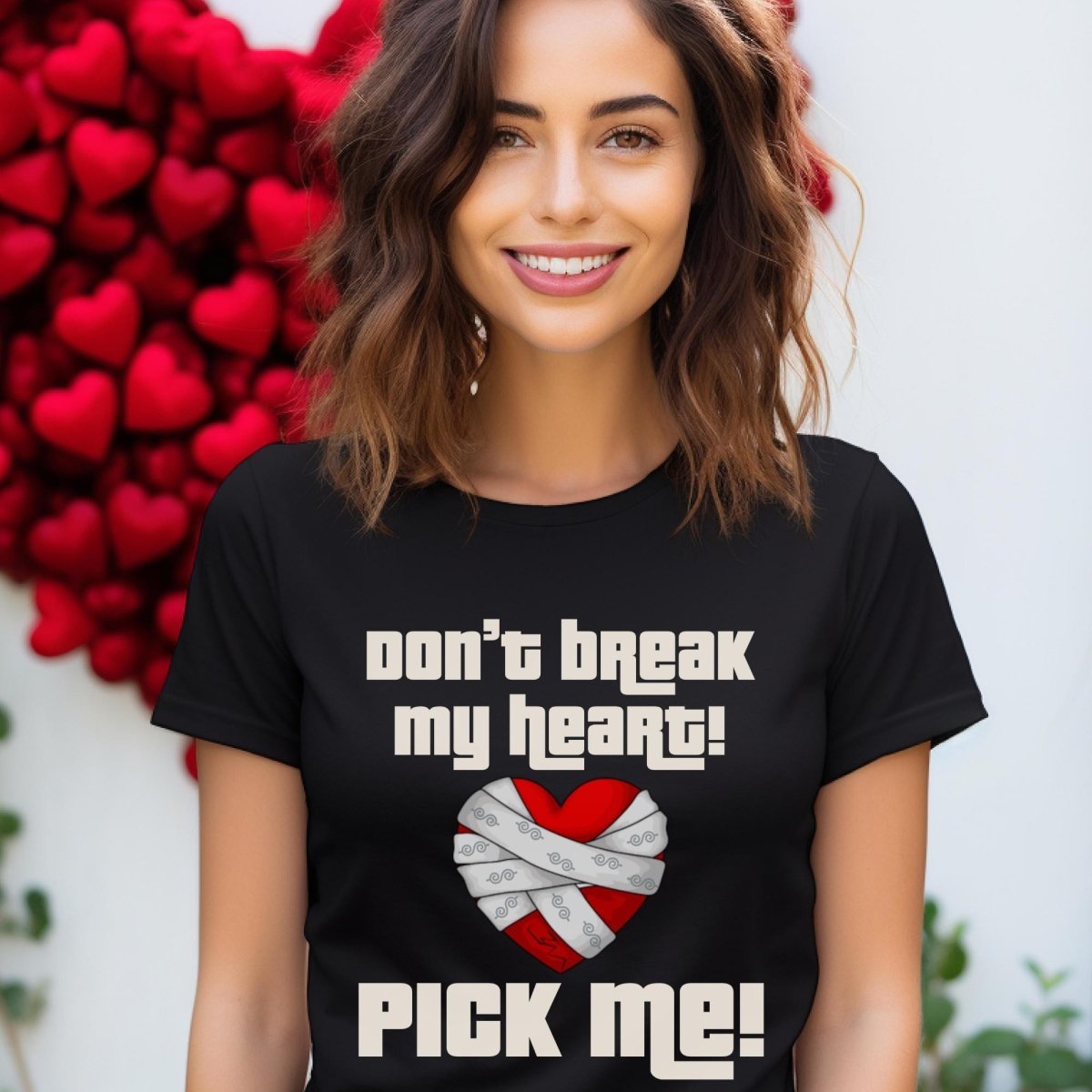 Don't Break My Heart, Pick Me Price is Right Valentine's Day Shirt - Black - XS -