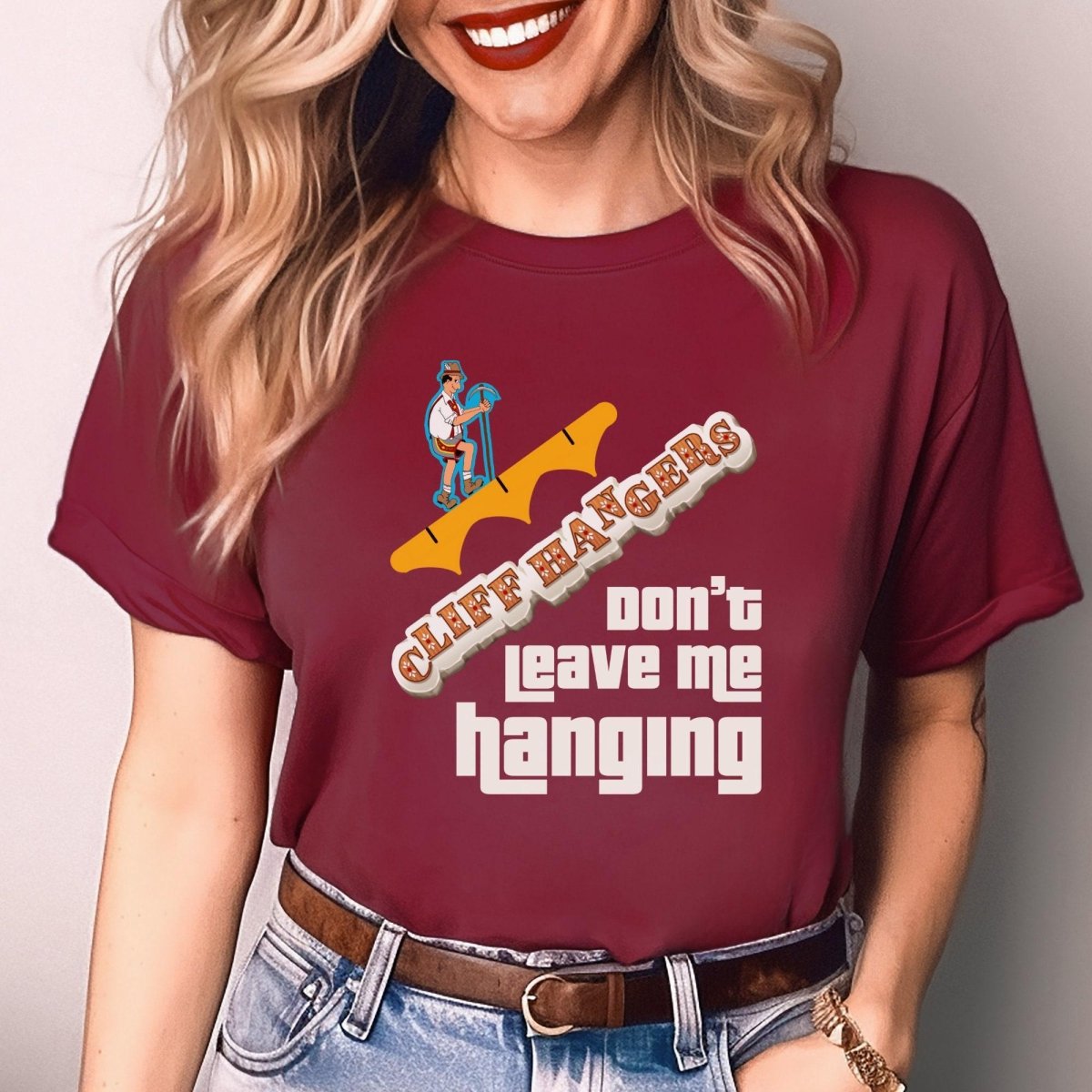 Don't Leave Me Hanging Price is Right Cliffhangers Shirt, Retro Game Fan Tee - Maroon - XS -