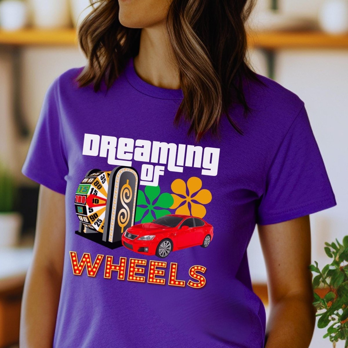 Dreaming of Wheels Price is Right Shirt for Contestants Looking for a Car and to Spin the Big Wheel - Team Purple - XS -