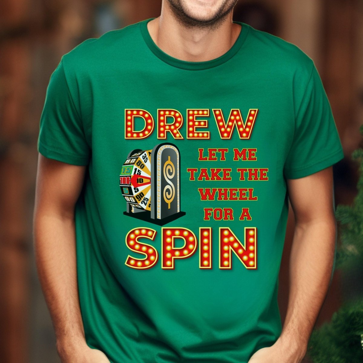 Drew Let Me Take the Wheel for a Spin Price is Right Shirt, Funny Retro Game Show Tee - Kelly - XS -