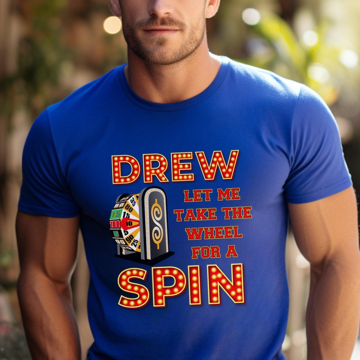 Drew Let Me Take the Wheel for a Spin Price is Right Shirt, Funny Retro Game Show Tee - True Royal - XS -