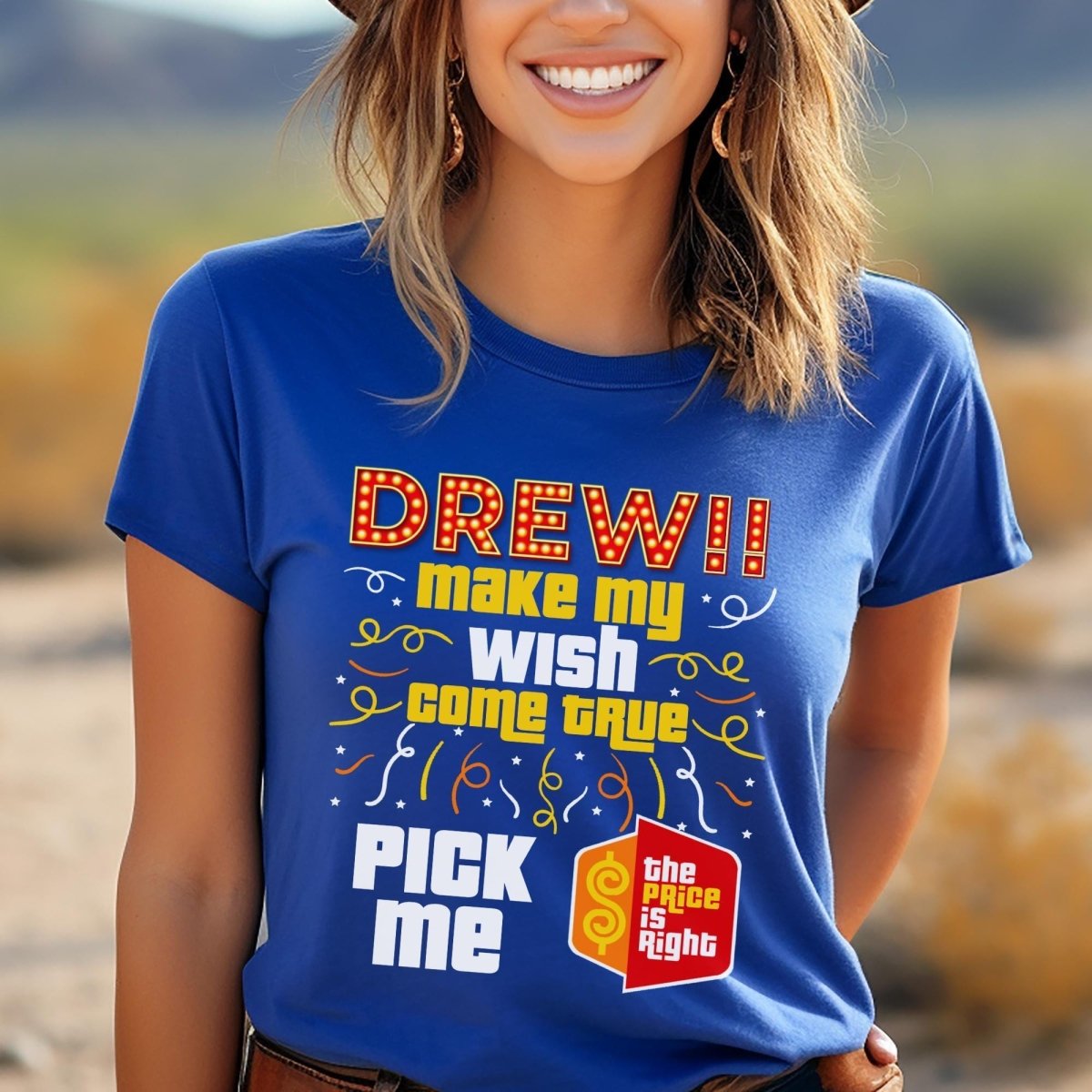 Drew Make My Wish Come True Price is Right Shirt, Funny Retro Game Show Tee - True Royal - XS -