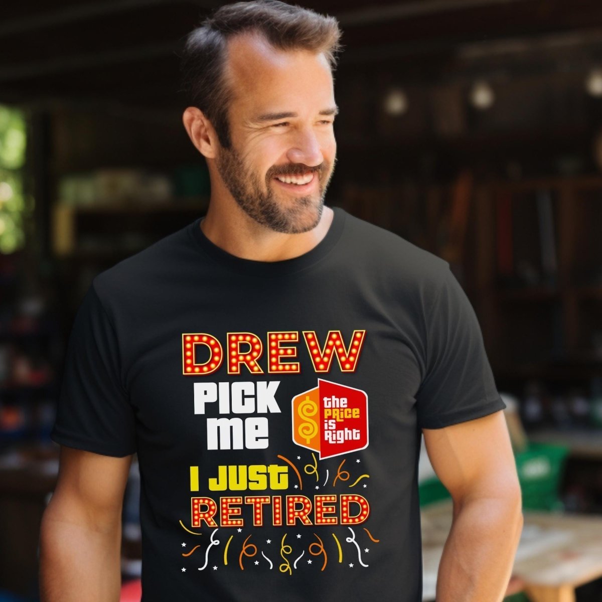 Drew Pick Me I Just Retired Price is Right Shirt, Funny Retirement Game Show Fan Tee - Black - XS -