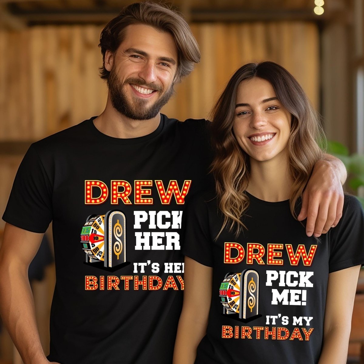 Drew Pick Me/Him/Her Birthday Price is Right Shirt for Family and Friends - Black - XS - Pick Him
