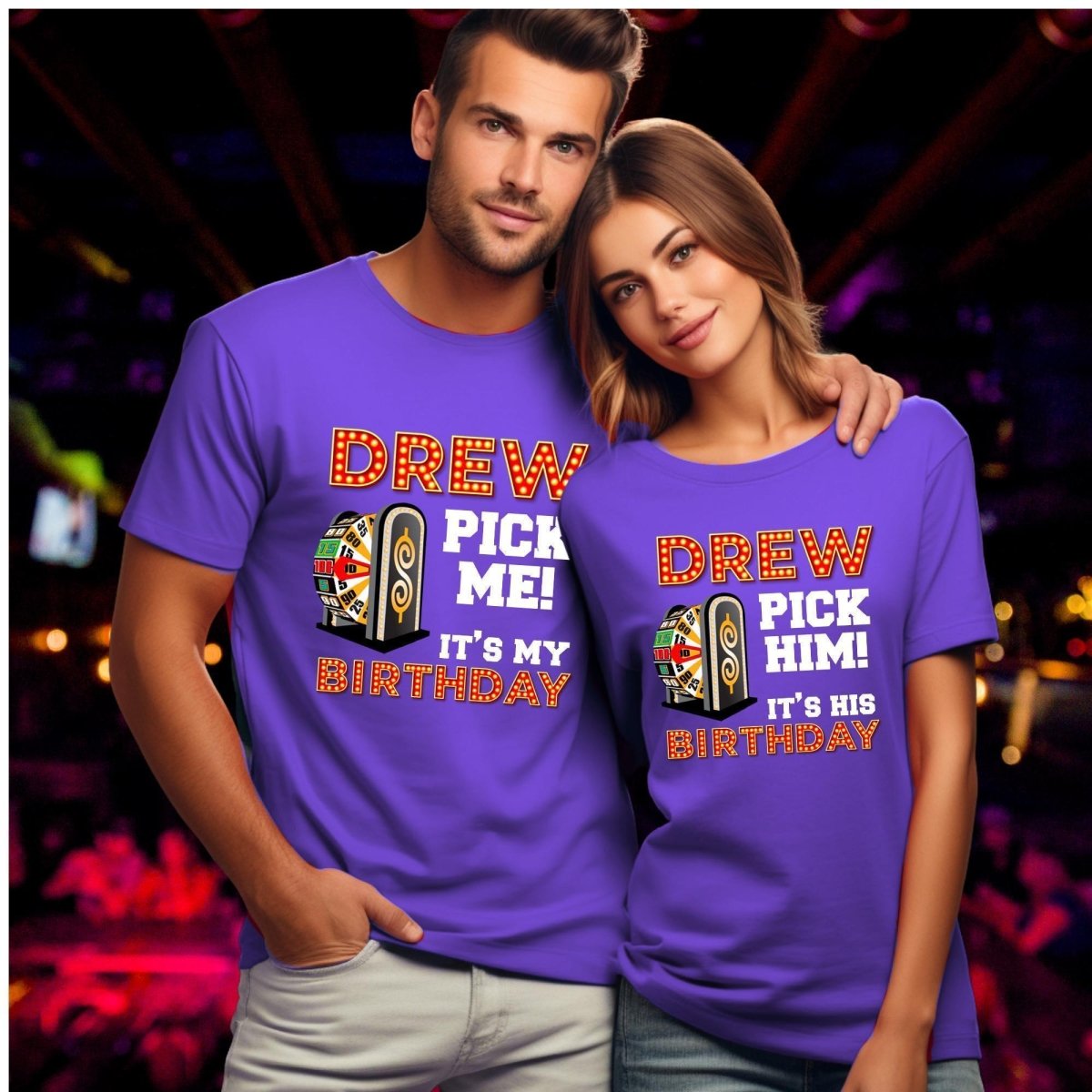 Drew Pick Me/Him/Her Birthday Price is Right Shirt for Family and Friends - Team Purple - XS - Pick Him