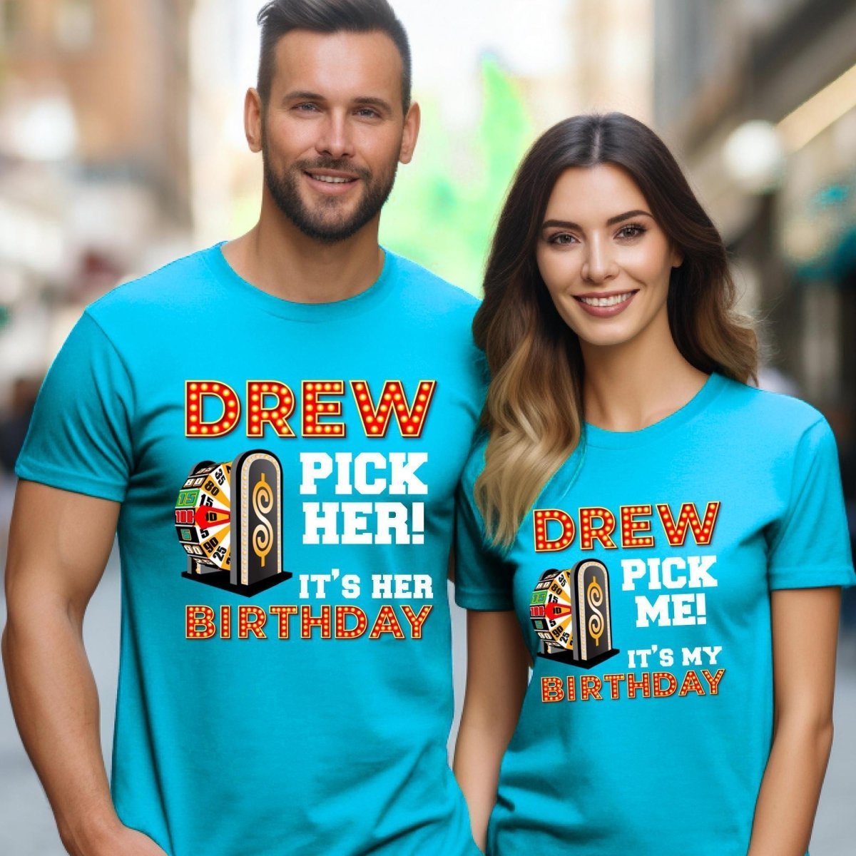 Drew Pick Me/Him/Her Birthday Price is Right Shirt for Family and Friends - Aqua - XS - Pick Him