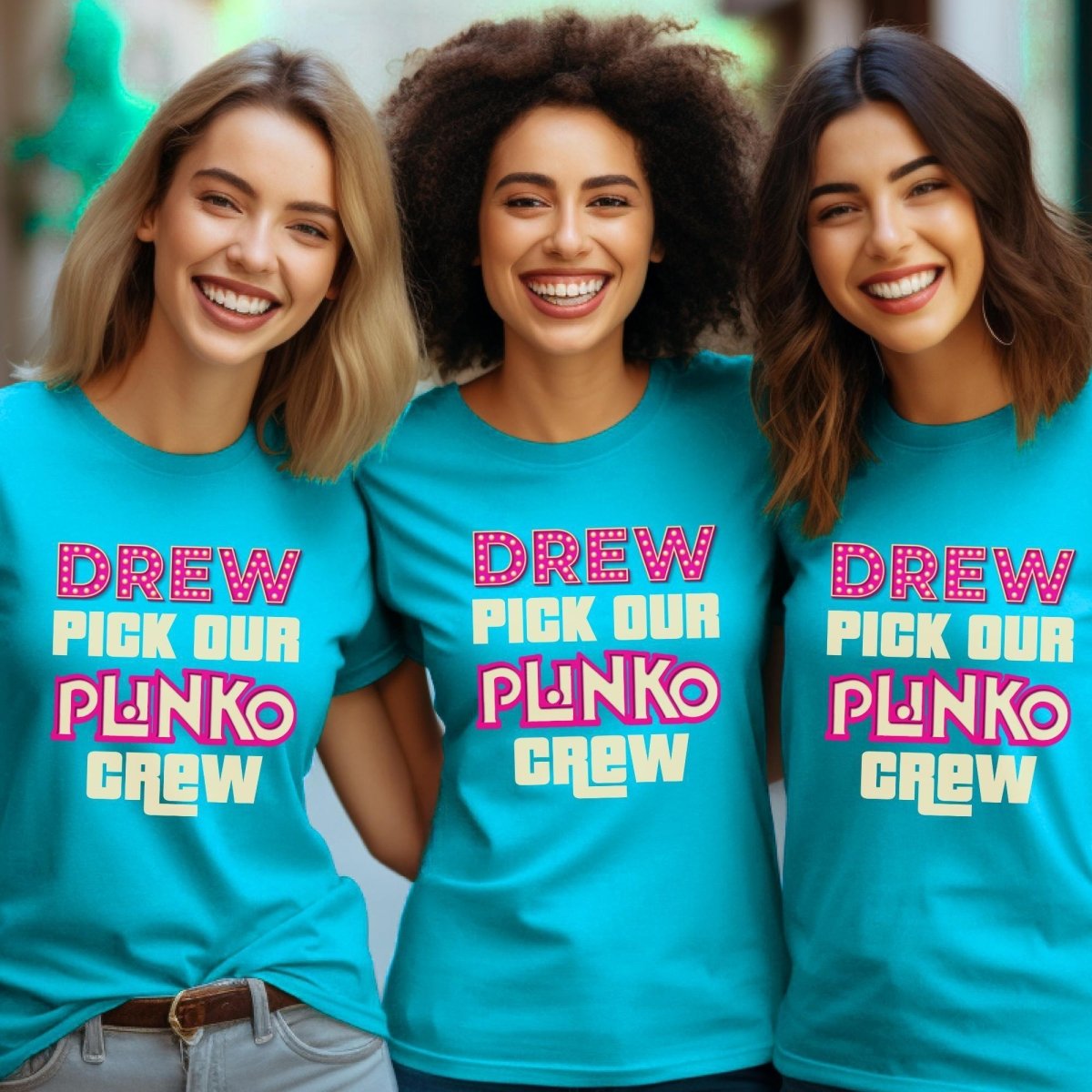 Drew Pick Our Plinko Crew Price is Right Shirt, Funny Retro Game Show Group Fan Tee - Aqua - XS -
