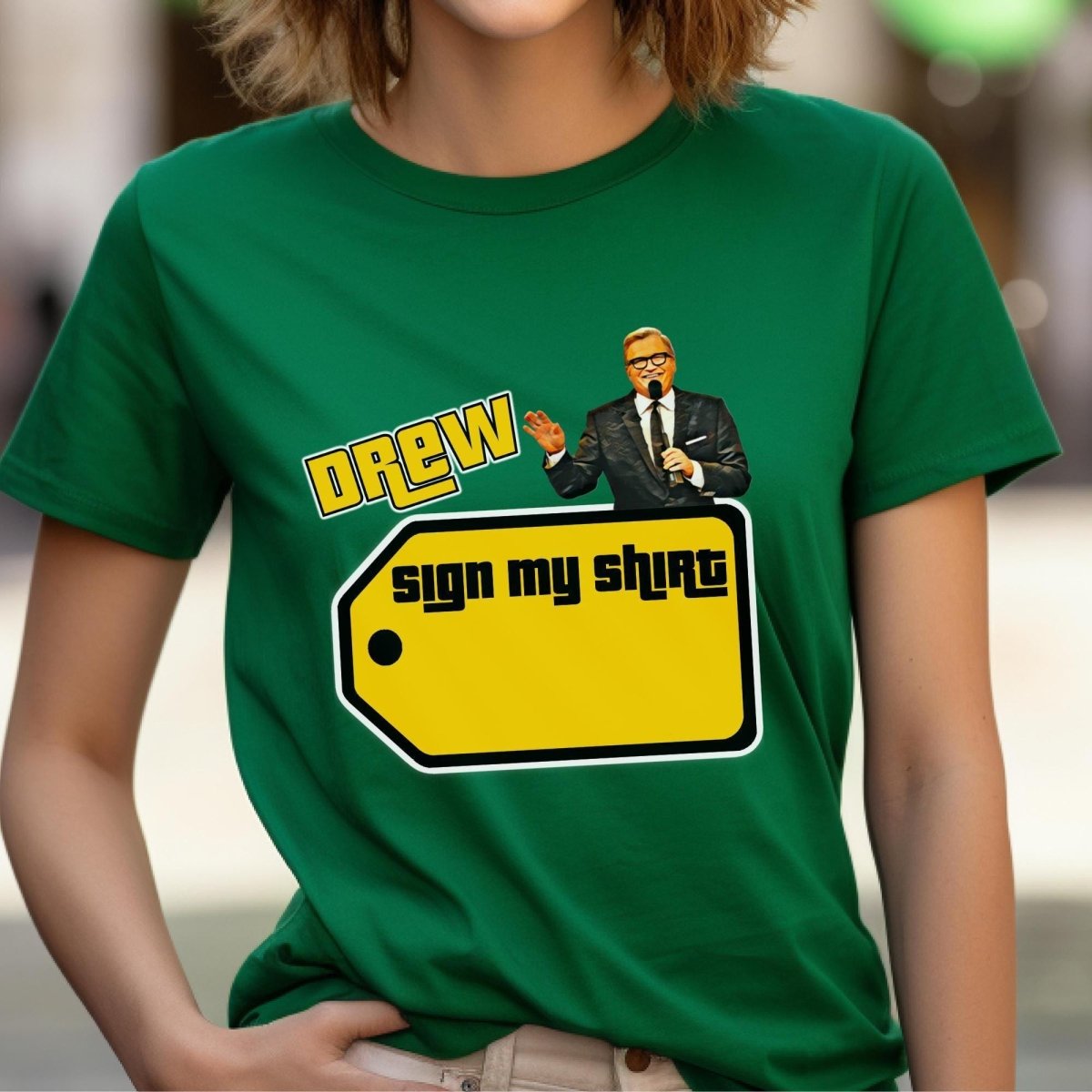 Drew Sign My Shirt Price is Right Shirt, Name Tag Autograph Fan Tee, Meet the Host Gift - Kelly - XS -