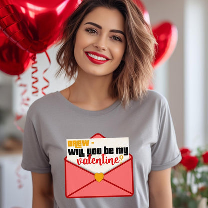 Drew, Will You Be My Valentine Price is Right Funny Valentine Shirt - Athletic Heather - XS -
