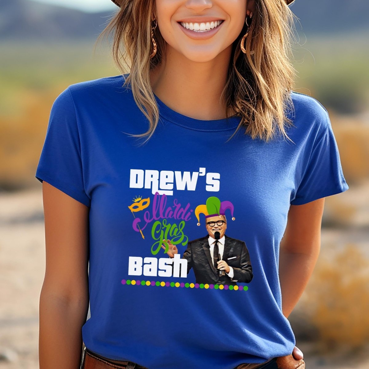 Drew's Mardi Gras Bash Price is Right Shirt, Funny Game Show Fan Tee - True Royal - XS -