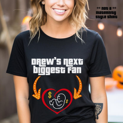 Drew's Next Biggest Fan Price is Right Maternity Shirt, Expecting Mom Tee - Black - XS -